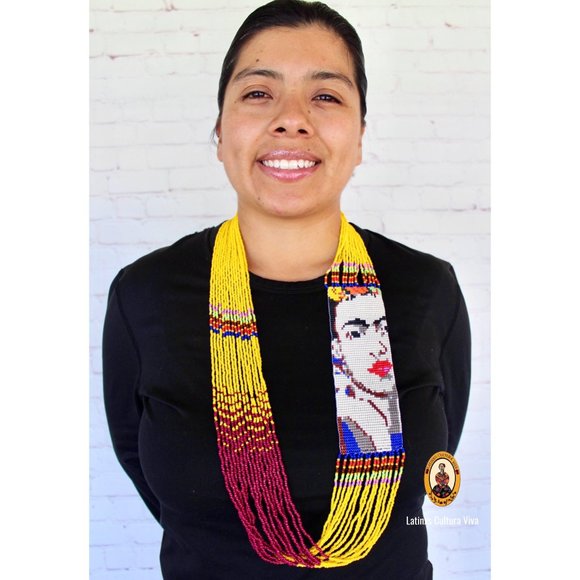 Frida Kahlo Necklace, Huichol Necklace, Mexican Jewelry for women,Frida Kahlo Lo - Picture 3 of 3
